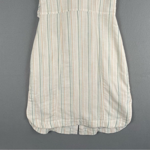 Maeve Anthropologie Dress Women 8 Cream Striped Knee Length Cotton Short Sleeve - Picture 11 of 16